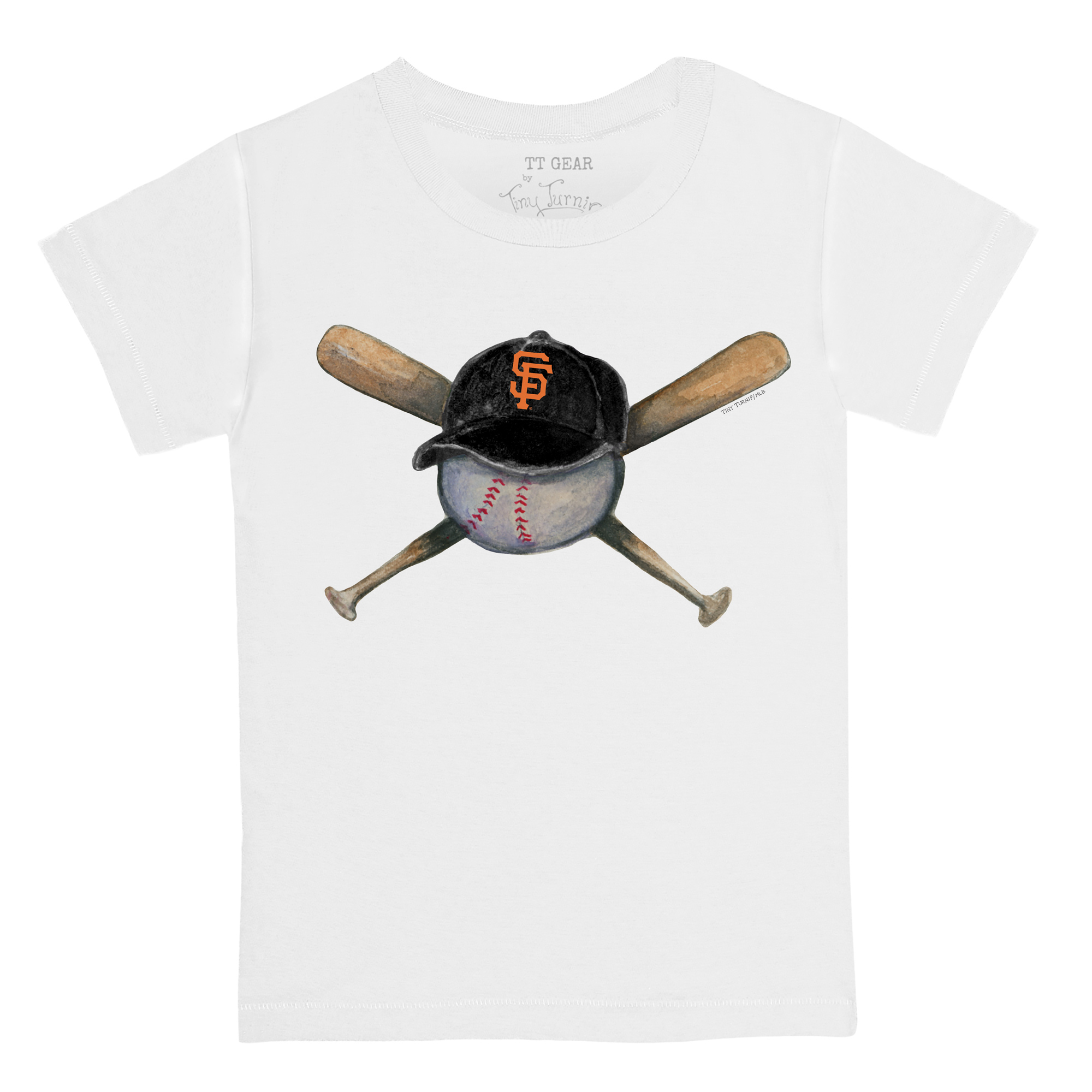 Toddler Tiny Turnip White San Francisco Giants Hat Cross Bats T-Shirt - Image 3