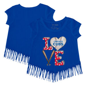 Girls Youth Tiny Turnip Royal Chicago Cubs Baseball Love Fringe T-Shirt