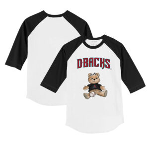 Youth Tiny Turnip White/Black Arizona Diamondbacks Girl Teddy 3/4-Sleeve Raglan T-Shirt