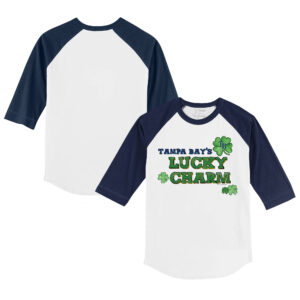 Youth Tiny Turnip White/Navy Tampa Bay Rays Lucky Charm 3/4-Sleeve Raglan T-Shirt