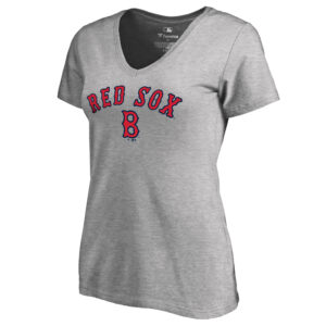 Women's Ash Boston Red Sox Cooperstown Collection Wahconah V-Neck T-Shirt