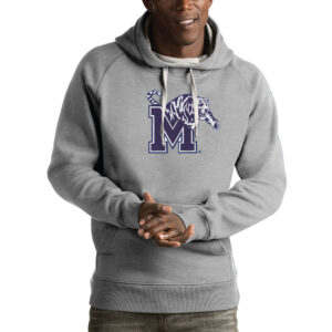 Men's Antigua Gray Memphis Tigers Victory Pullover Hoodie