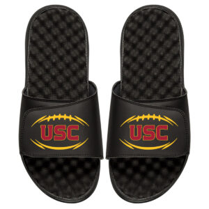 Men's ISlide Black USC Trojans Football Logo Slide Sandals