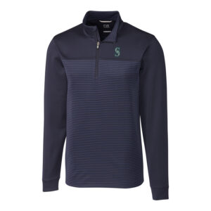 Men's Cutter & Buck Navy Seattle Mariners Big & Tall Traverse Stripe Half-Zip Pullover Jacket