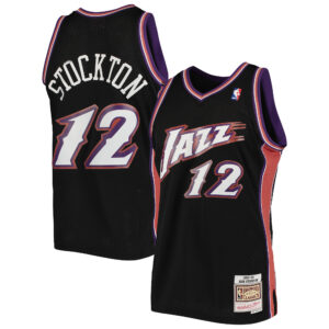 Men's Mitchell & Ness John Stockton Black Utah Jazz 1998/99 Hardwood Classics Swingman Jersey