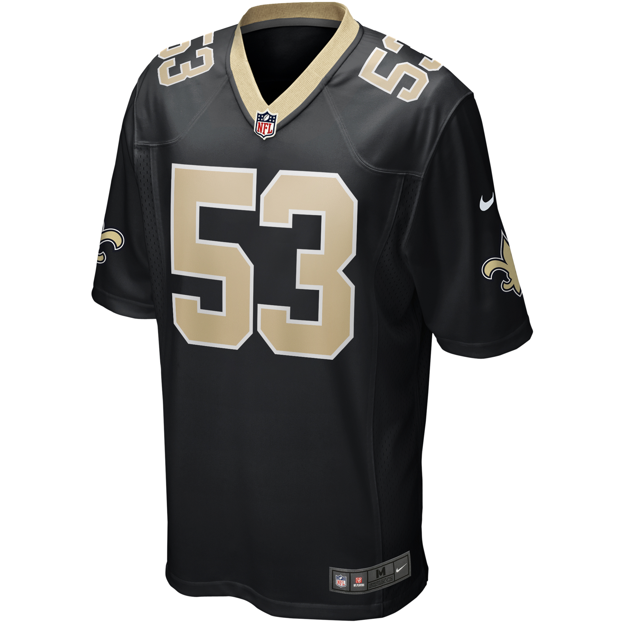 Men's Nike Zack Baun Black New Orleans Saints Game Player Jersey - Image 6