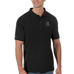 Men's Antigua Black Toronto Raptors Legacy Pique Polo