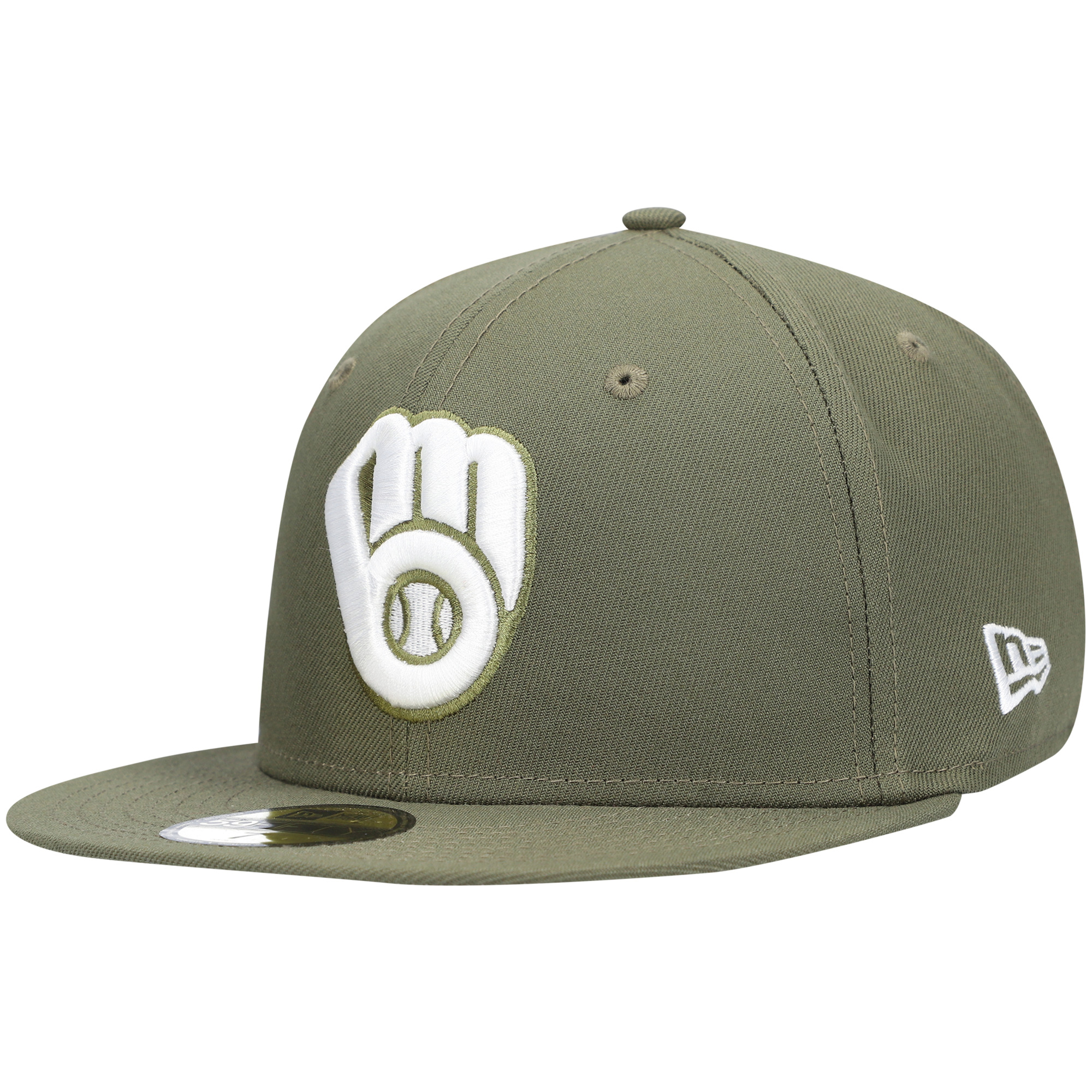 Men's New Era Olive Milwaukee Brewers White Logo 59FIFTY Fitted Hat - Image 7