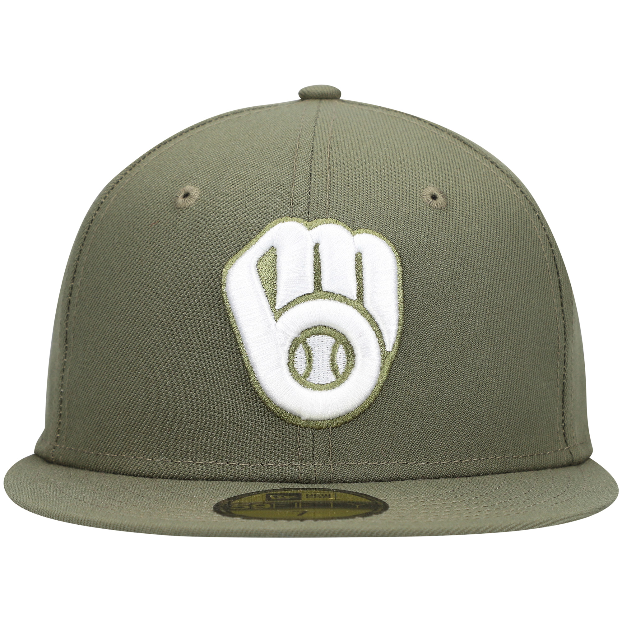 Men's New Era Olive Milwaukee Brewers White Logo 59FIFTY Fitted Hat - Image 8