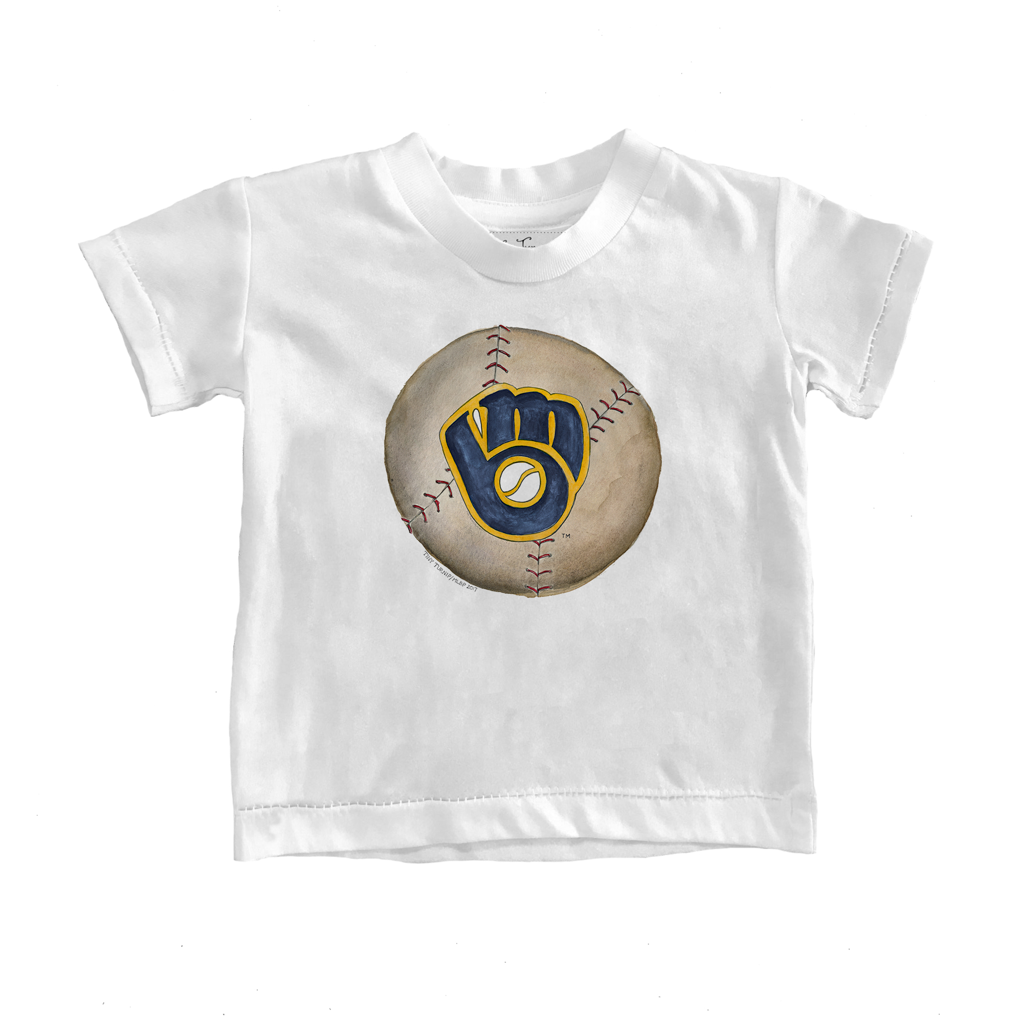 Infant Tiny Turnip White Milwaukee Brewers Stitched Baseball T-Shirt
