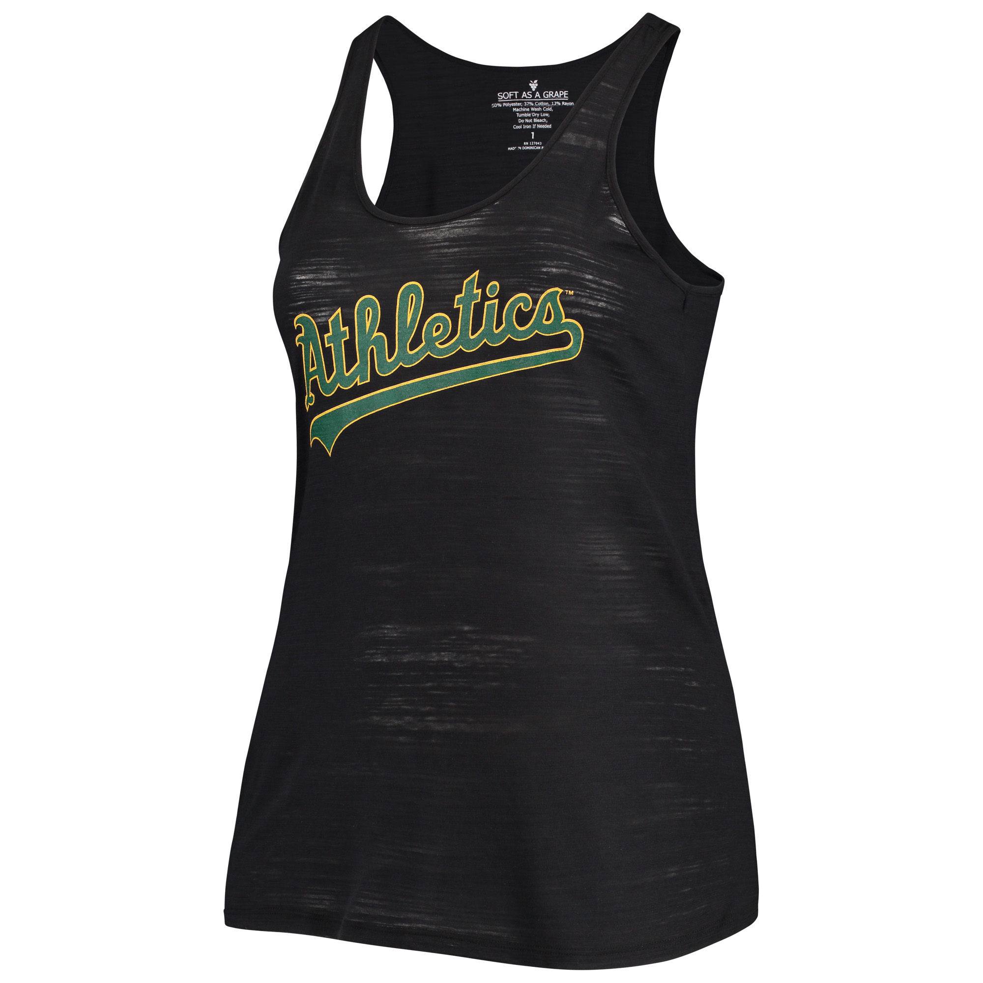 Women's Soft as a Grape Black Oakland Athletics Plus Size Swing for the Fences Tri-Blend Racerback Tank Top - Image 3