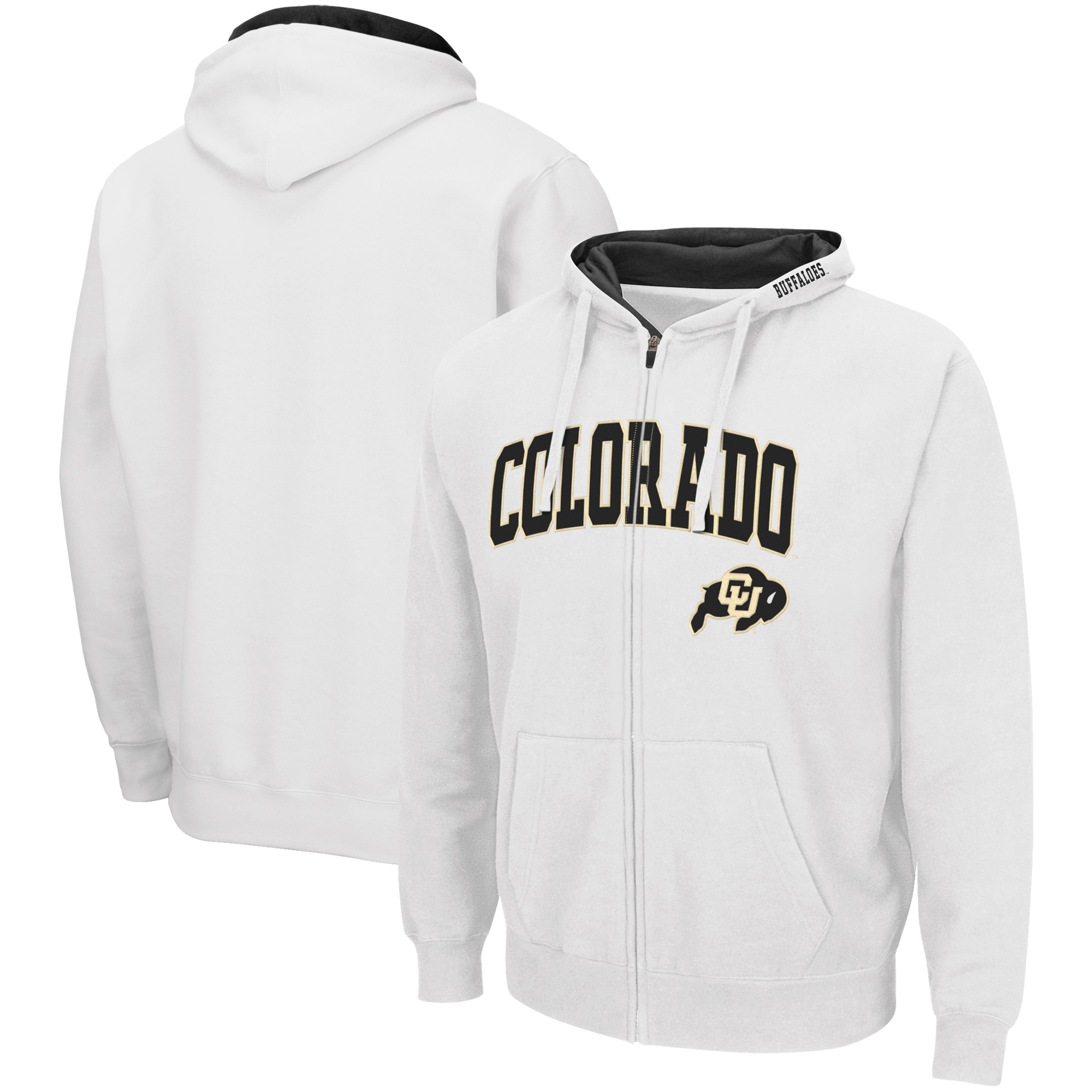Men's Colosseum White Colorado Buffaloes Arch & Logo 3.0 Full-Zip Hoodie - Image 2