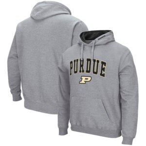 Men's Colosseum Heather Gray Purdue Boilermakers Arch & Logo 3.0 Pullover Hoodie