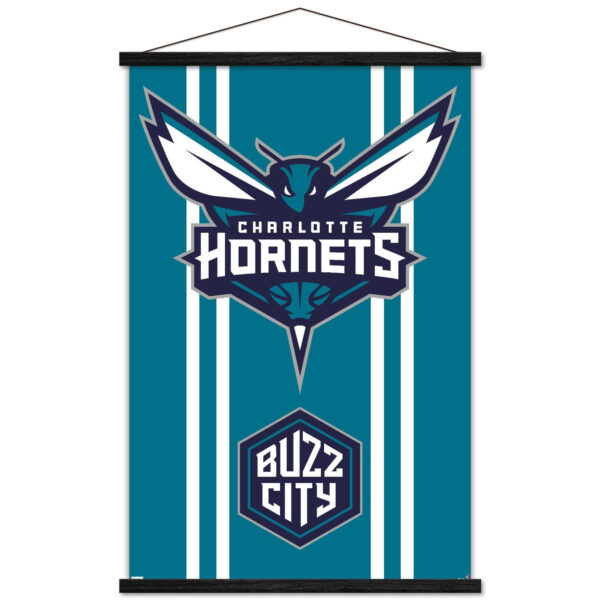 Charlotte Hornets 24'' x 35'' Logo Framed Hanging Poster