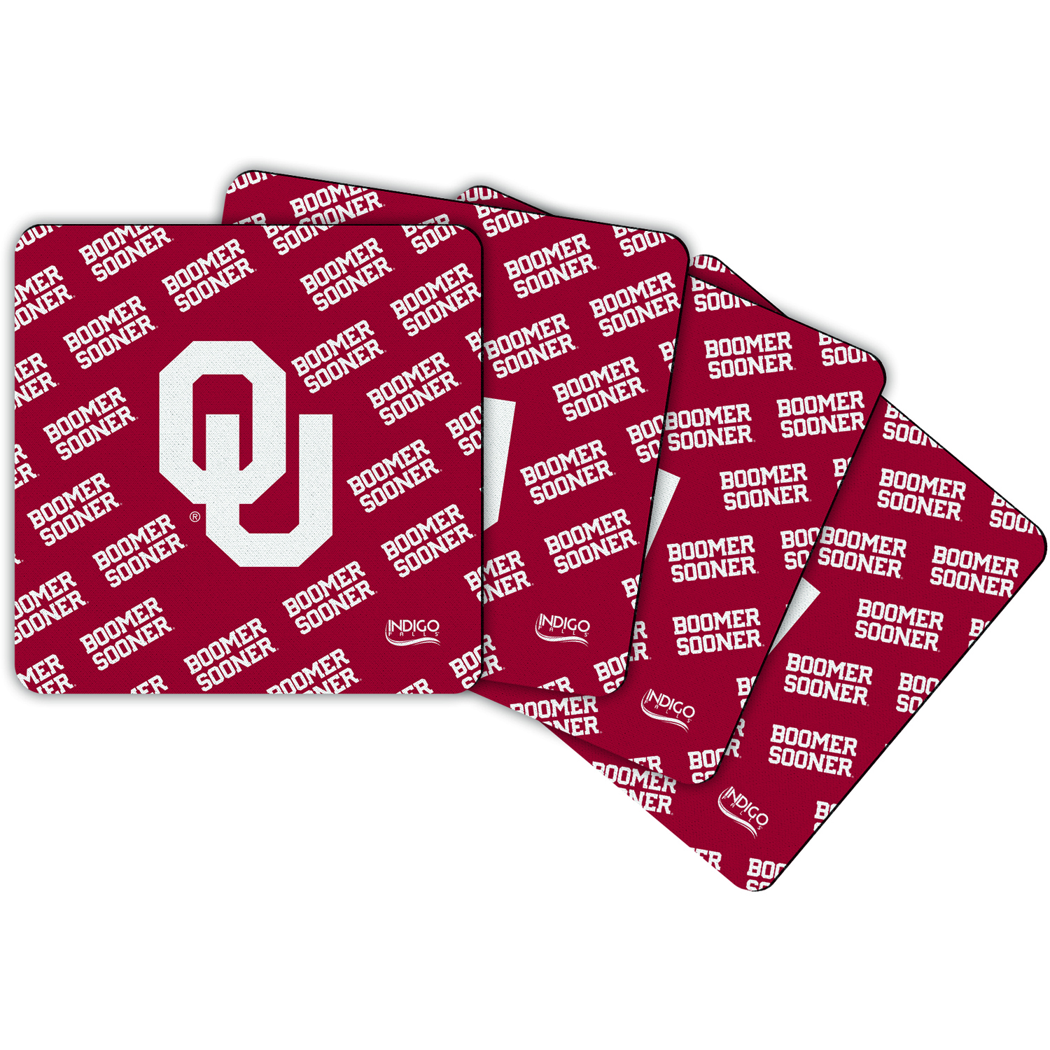 Oklahoma Sooners Four-Pack Square Repeat Coaster Set