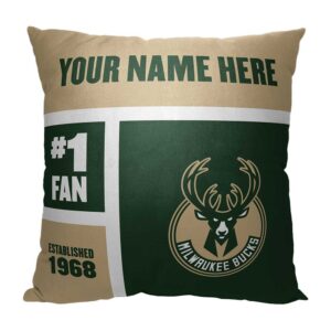 The Northwest Group Milwaukee Bucks 18'' x 18'' Colorblock Personalized Throw Pillow