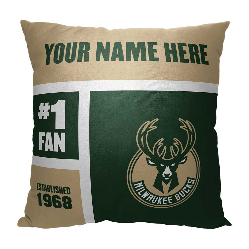 The Northwest Group Milwaukee Bucks 18'' x 18'' Colorblock Personalized Throw Pillow