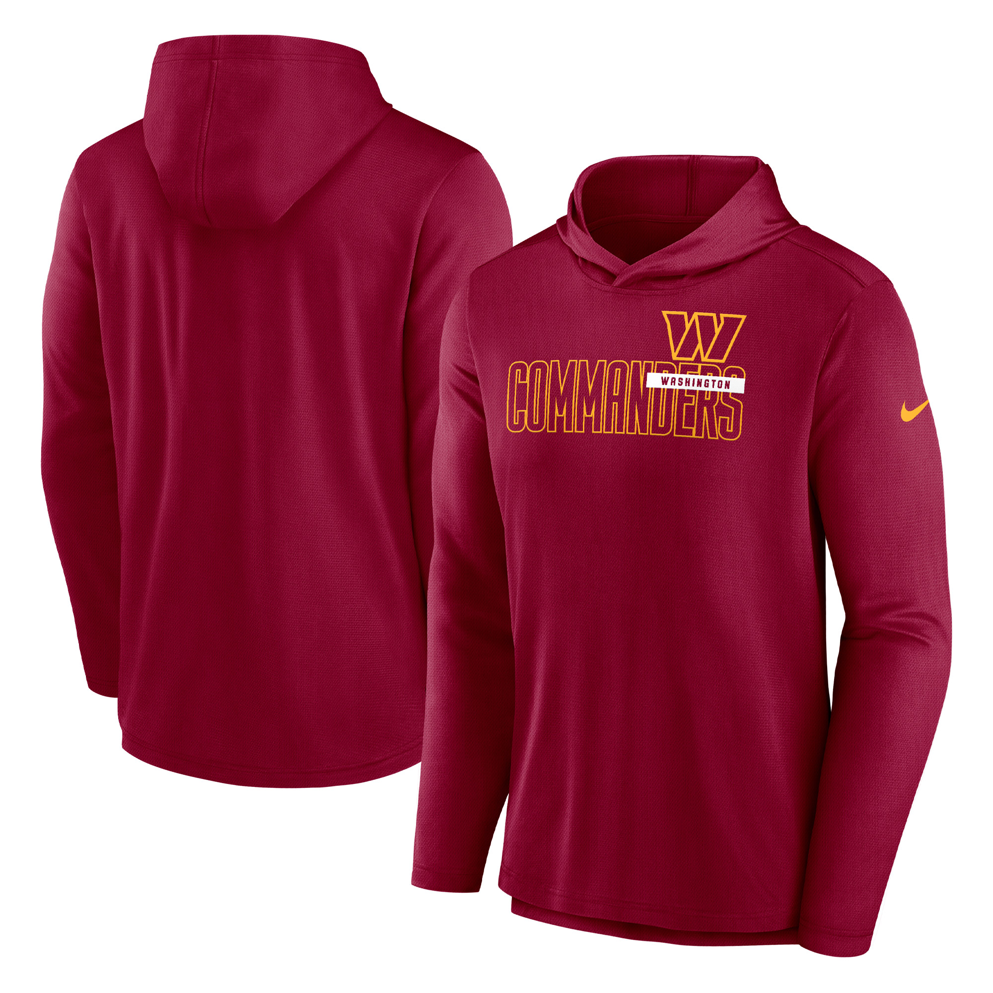Men's Nike Burgundy Washington Commanders Lightweight Performance Hooded Long Sleeve T-Shirt