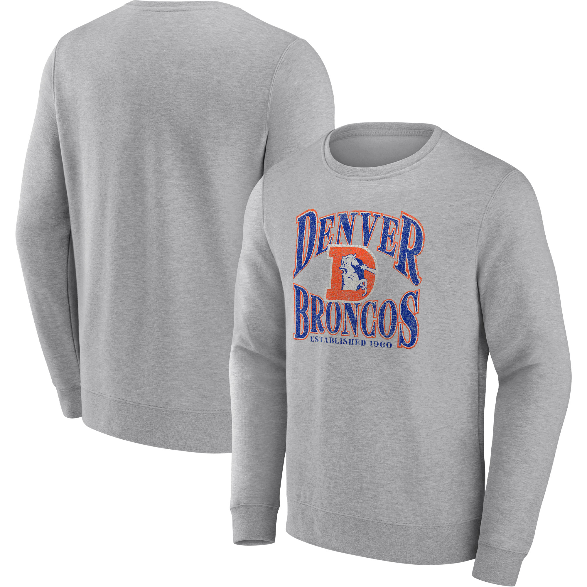 Men's Fanatics Heathered Charcoal Denver Broncos Playability Pullover Sweatshirt