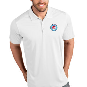 Men's Antigua White Chicago Fire Logo Tribute Polo