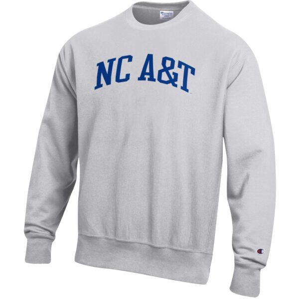 Men's Champion Heathered Gray North Carolina A&T Aggies Reverse Weave Fleece Crewneck Sweatshirt - Image 6