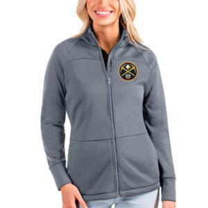 Women's Antigua Charcoal Denver Nuggets Links Full-Zip Golf Jacket