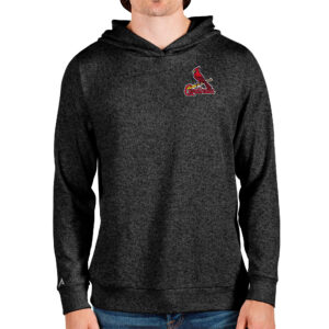 Men's Antigua Heathered Black St. Louis Cardinals Absolute Pullover Hoodie