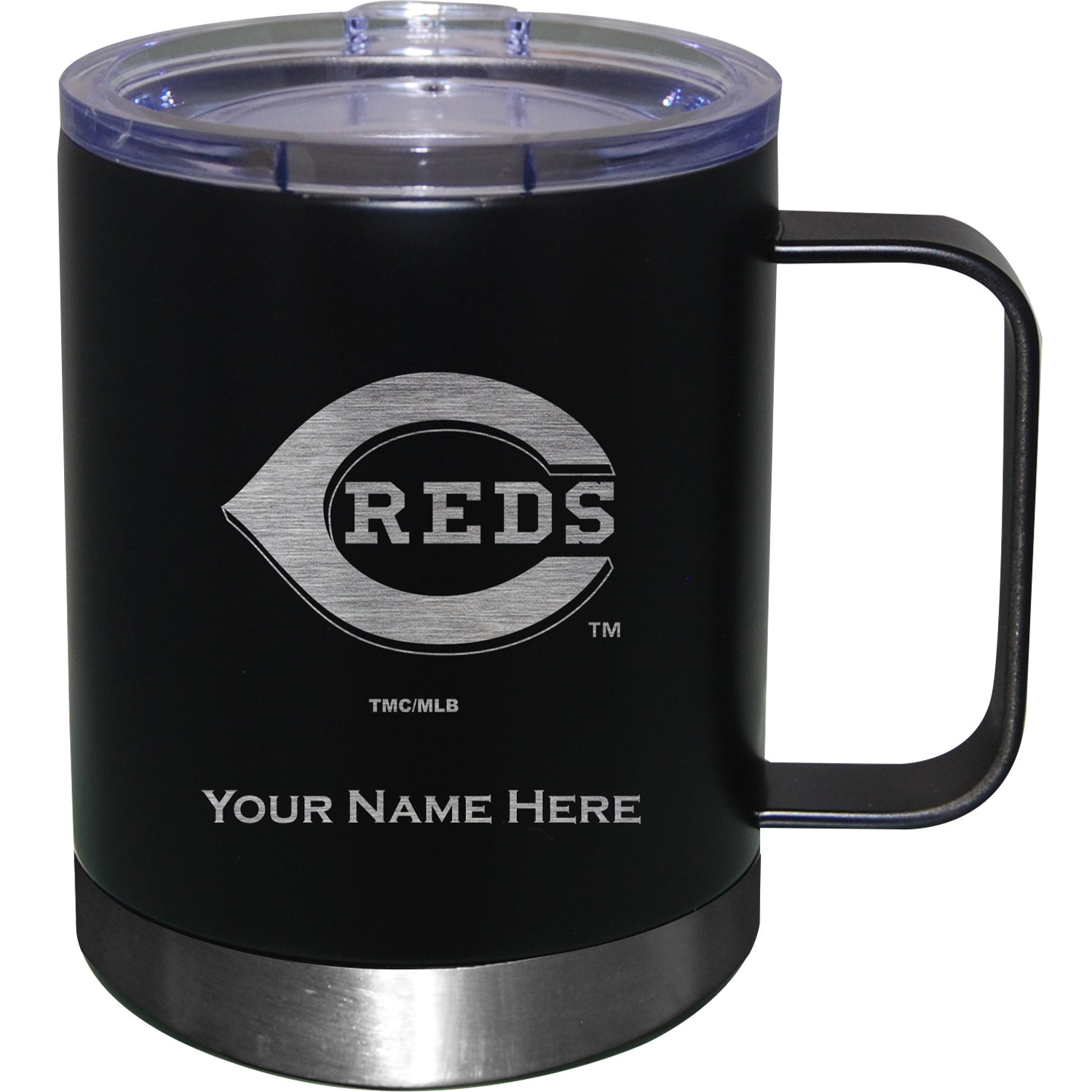 Black Cincinnati Reds 12oz. Personalized Stainless Steel Lowball with Handle