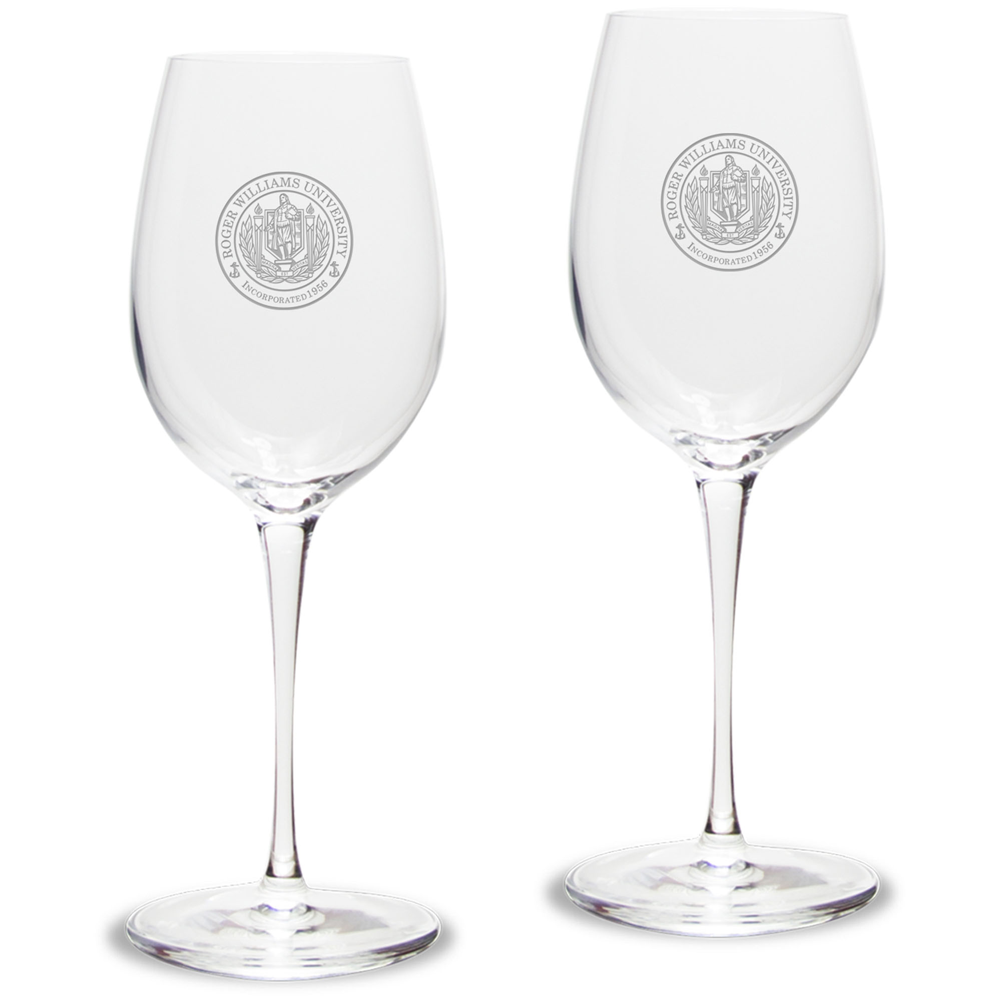 Roger Williams University 12oz. 2-Piece Luigi Bormioli Titanium White Wine Glass Set