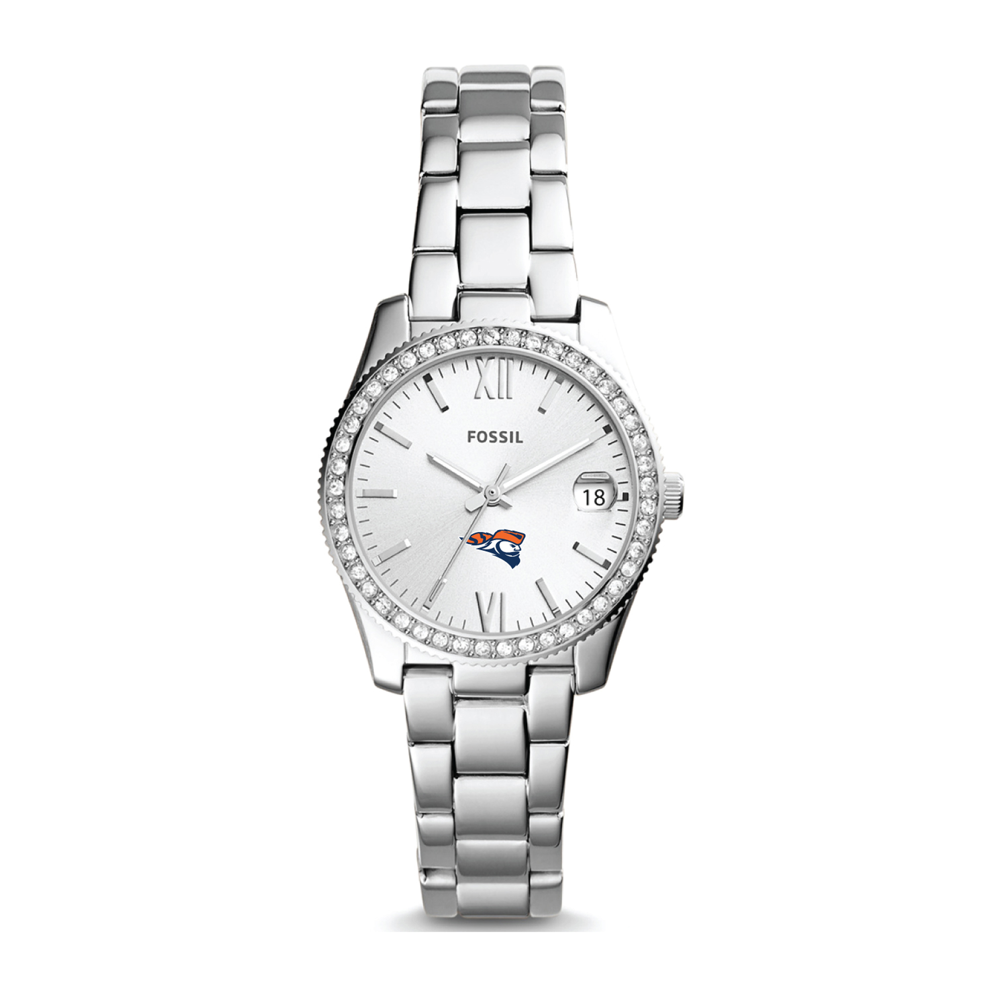 Women's Fossil Silver Carroll University Pioneers Scarlette Mini Three-Hand Date Watch