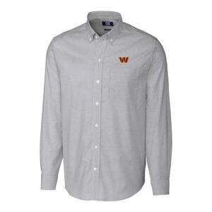 Men's Cutter & Buck Charcoal Washington Commanders Oxford Stretch Stripe Long Sleeve Button-Down Shirt
