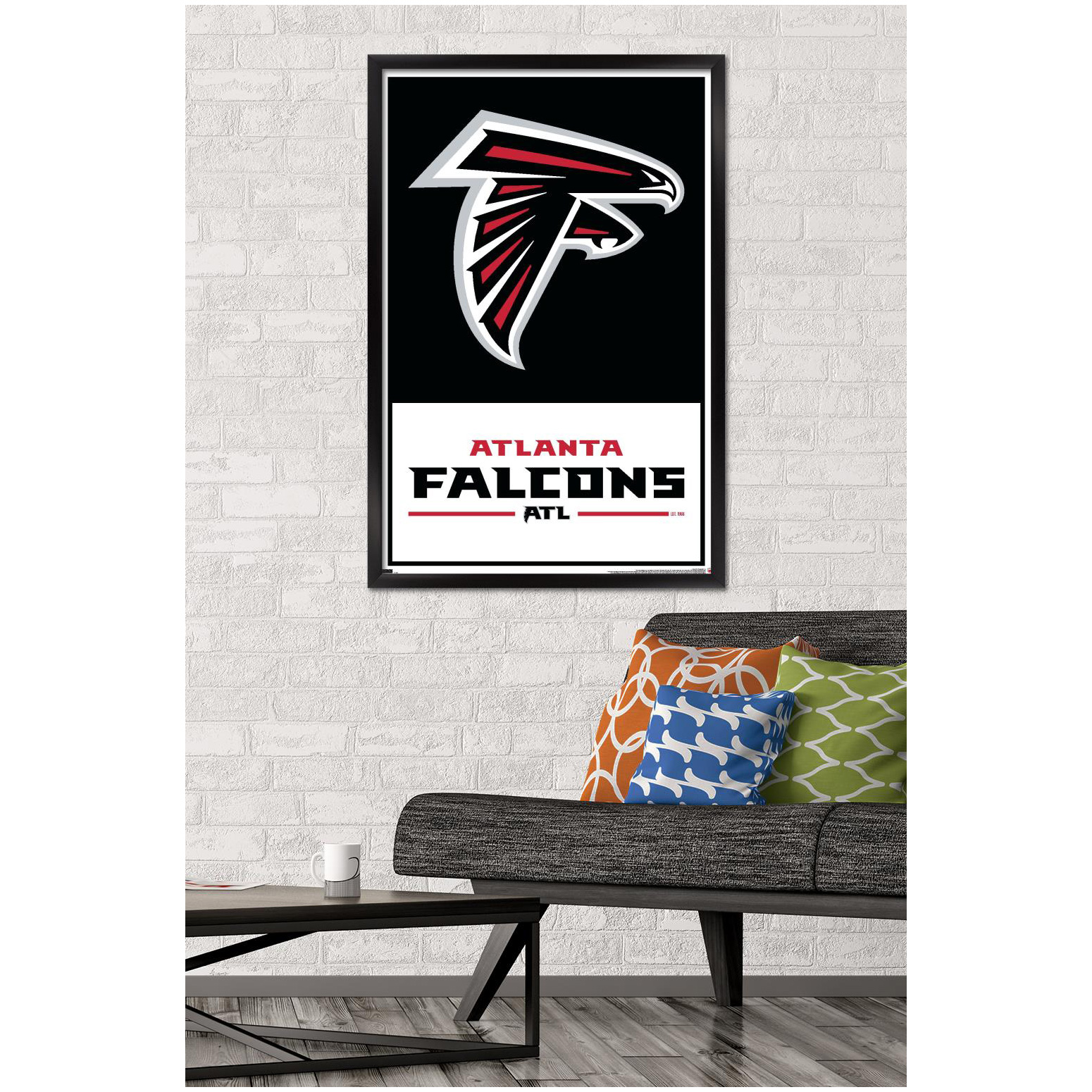 Atlanta Falcons 24.25'' x 35.75'' Framed Leagues Logo Poster - Image 3