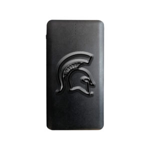 Black Michigan State Spartans Debossed Faux Leather Power Bank