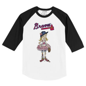 Infant Tiny Turnip White/Black Atlanta Braves Babes Raglan 3/4 Sleeve T-Shirt