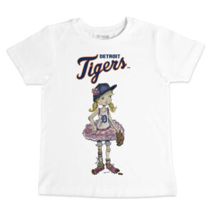 Youth Tiny Turnip White Detroit Tigers Baseball Babes T-Shirt