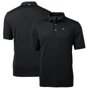Men's Cutter & Buck Black Wake Forest Demon Deacons Big & Tall Virtue Eco Pique Tile Print Recycled Polo