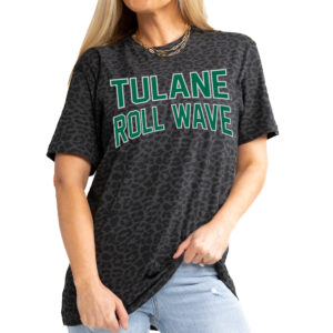 Women's Gameday Couture Leopard Tulane Green Wave Fan Favorite Leopard T-Shirt