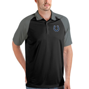 Men's Antigua Black/Steel Indianapolis Colts Nova Polo