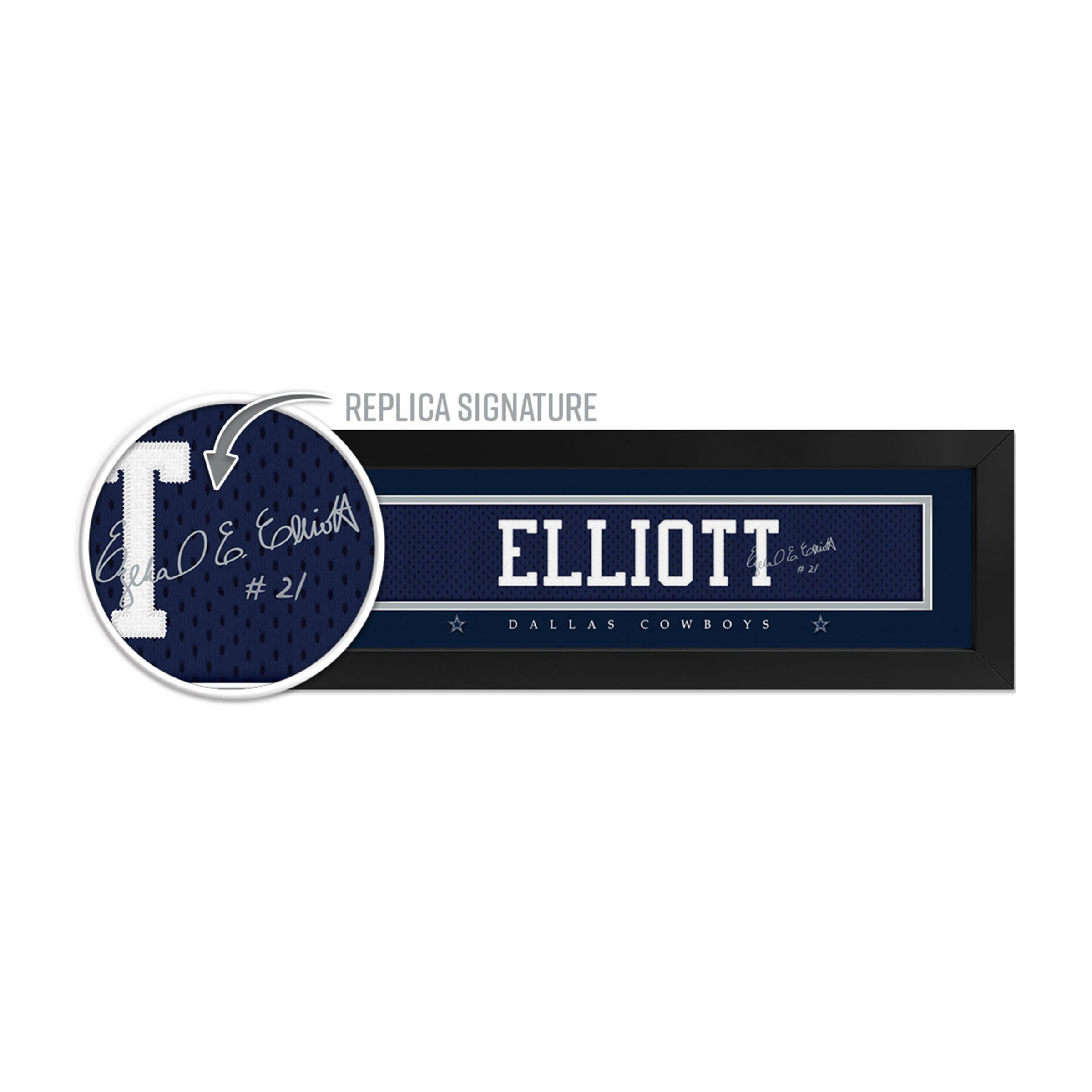 Imperial Ezekiel Elliott Dallas Cowboys 8'' x 24'' Framed Signature Name Plate - Image 3
