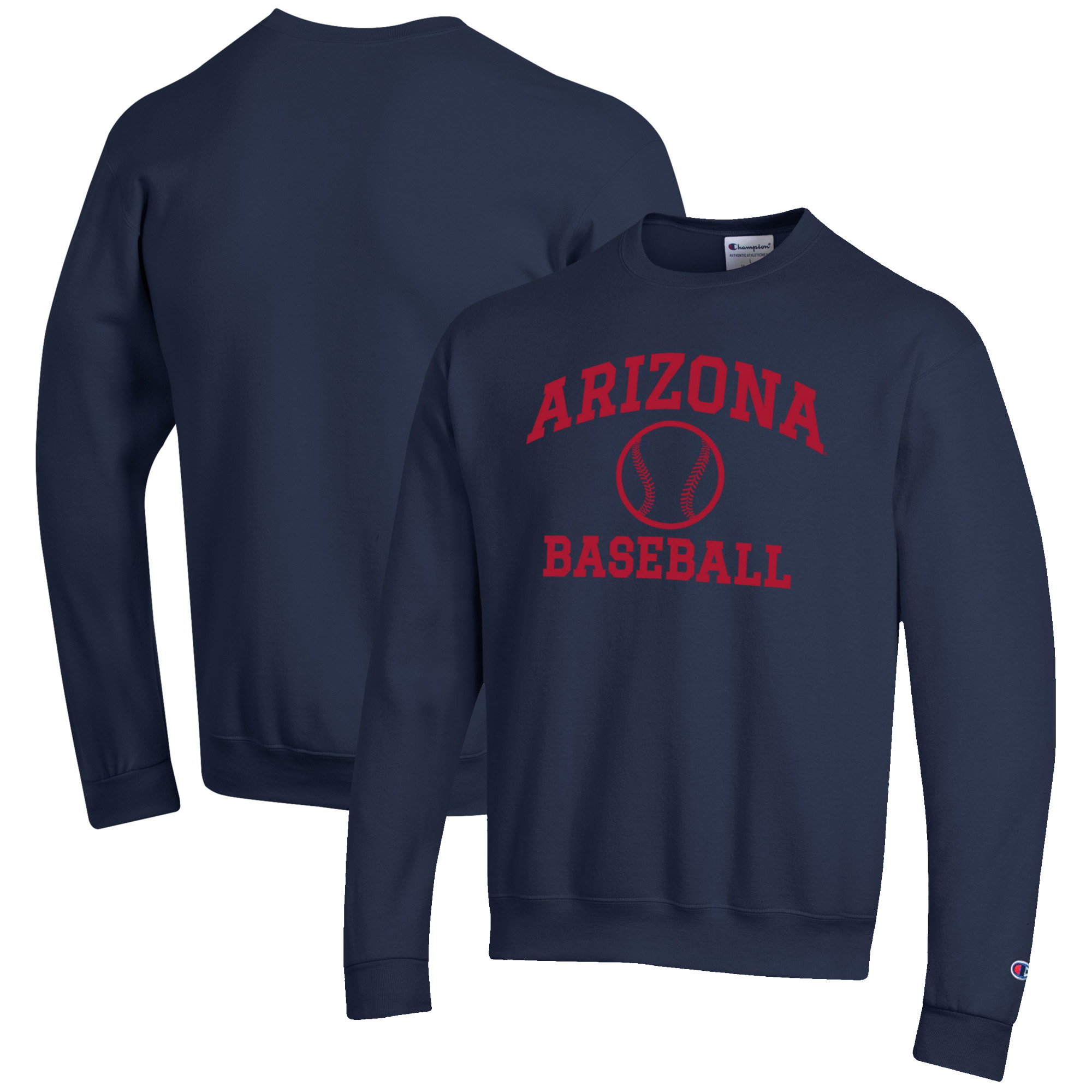 Men's Champion Navy Arizona Wildcats Baseball Icon Crewneck Pullover Sweatshirt