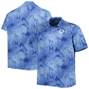 Men's Tommy Bahama Royal Indianapolis Colts Big & Tall Bahama Coast Luminescent Fronds Camp IslandZone Button-Up Shirt