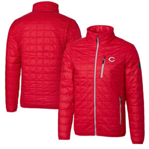 Men's Cutter & Buck Red Cincinnati Reds Rainier Eco Insulated Full-Zip Puffer Jacket
