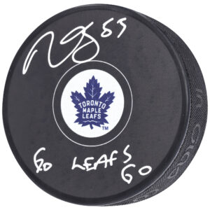 Mark Giordano Toronto Maple Leafs Autographed Hockey Puck with "Go Leafs Go" Inscription