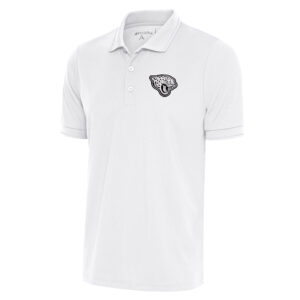 Men's Antigua White Jacksonville Jaguars Metallic Logo Affluent Polo