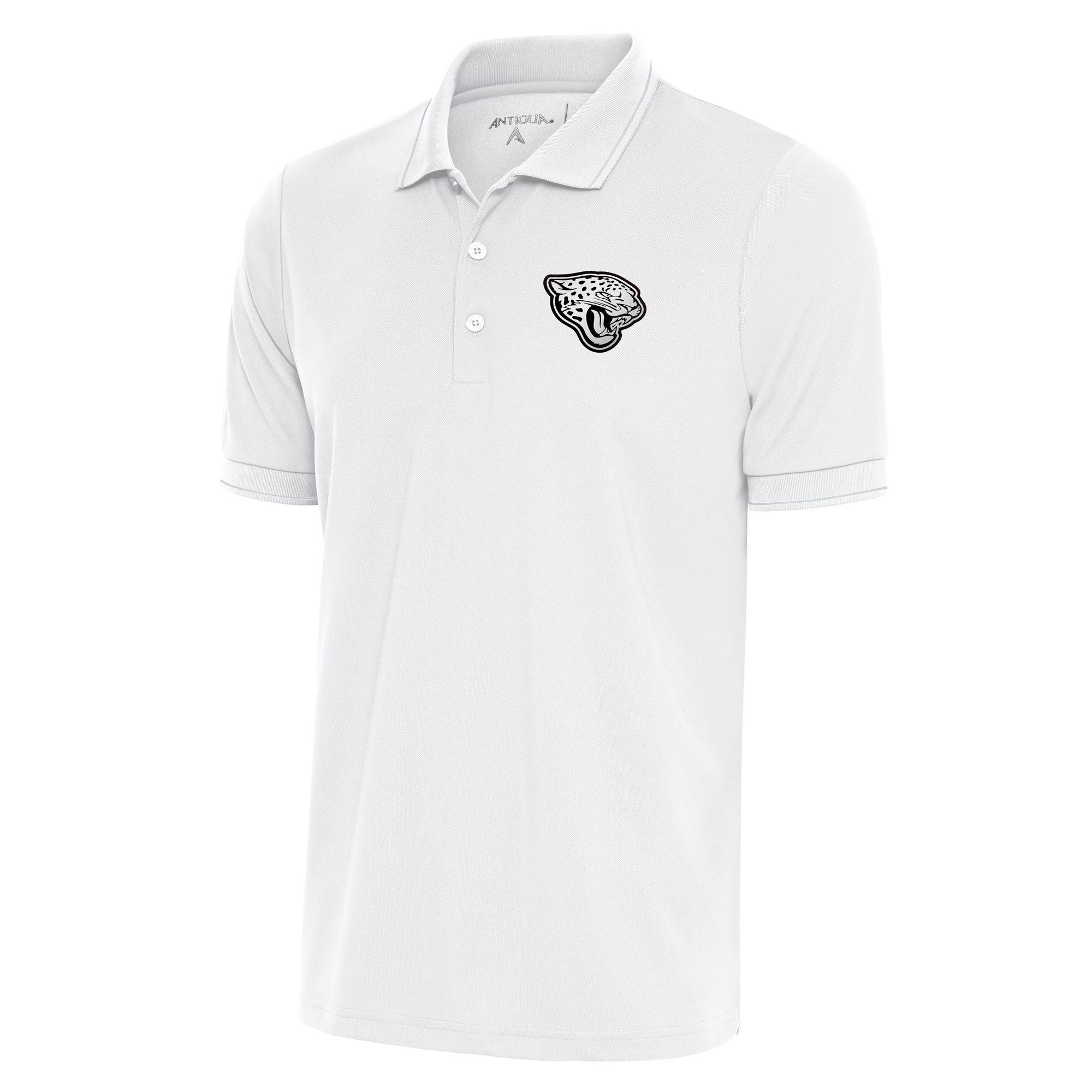 Men's Antigua White Jacksonville Jaguars Metallic Logo Affluent Polo