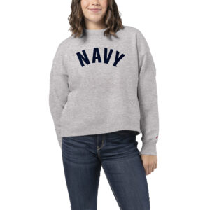 Women's League Collegiate Wear Heather Gray Navy Midshipmen 1636 Boxy Sweatshirt