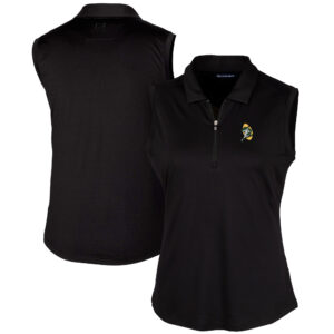 Women's Cutter & Buck Black Green Bay Packers Throwback Logo Forge Stretch Sleeveless Polo