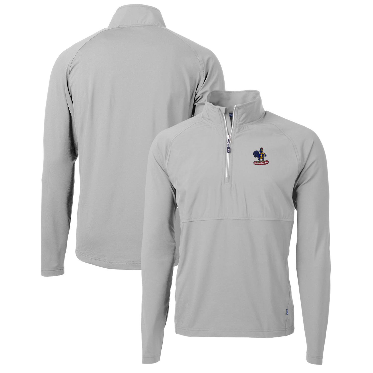 Men's Cutter & Buck Gray Delaware Fightin' Blue Hens Adapt Eco Knit Hybrid Recycled Quarter-Zip Pullover Top - Image 5