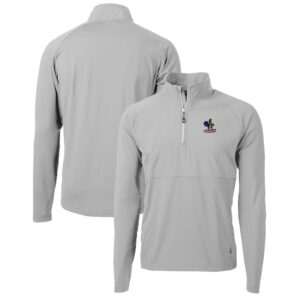 Men's Cutter & Buck Gray Delaware Fightin' Blue Hens Adapt Eco Knit Hybrid Recycled Quarter-Zip Pullover Top