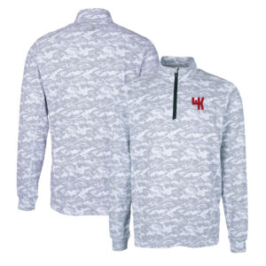 Men's Cutter & Buck Charcoal Western Kentucky Hilltoppers Vault Traverse Camo Print Stretch Quarter-Zip Pullover Top